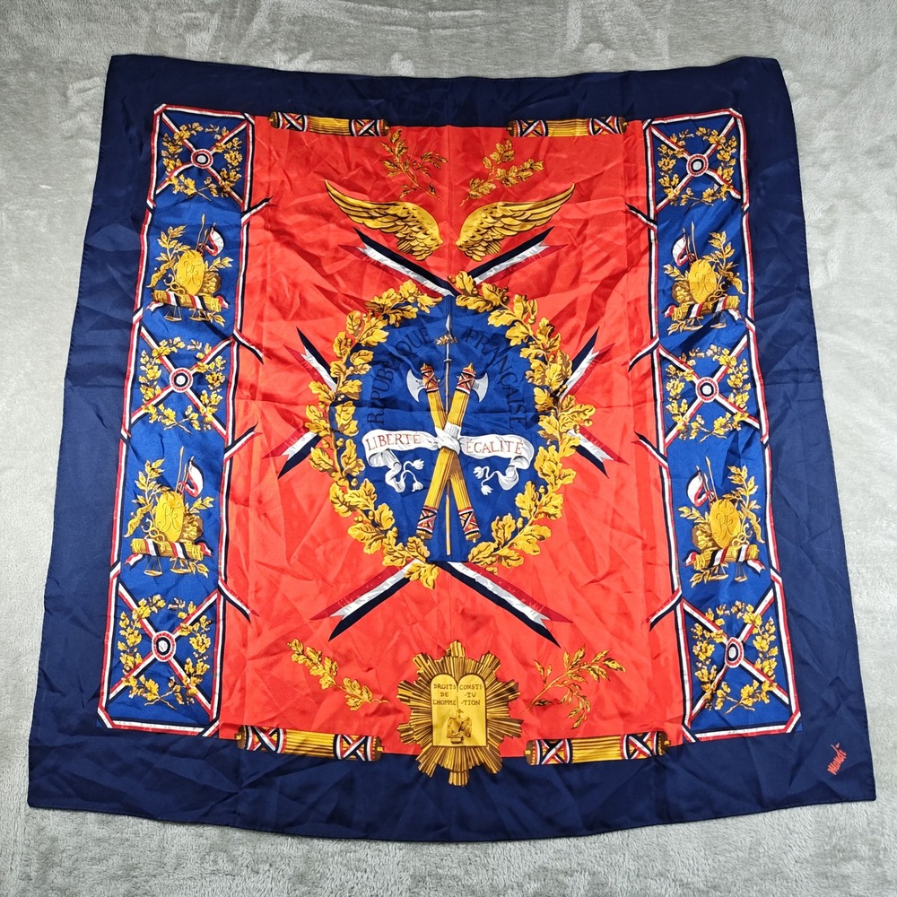 Vintage Mondi Scarf Womens Large Red Blue French Revolution Liberte Egalite